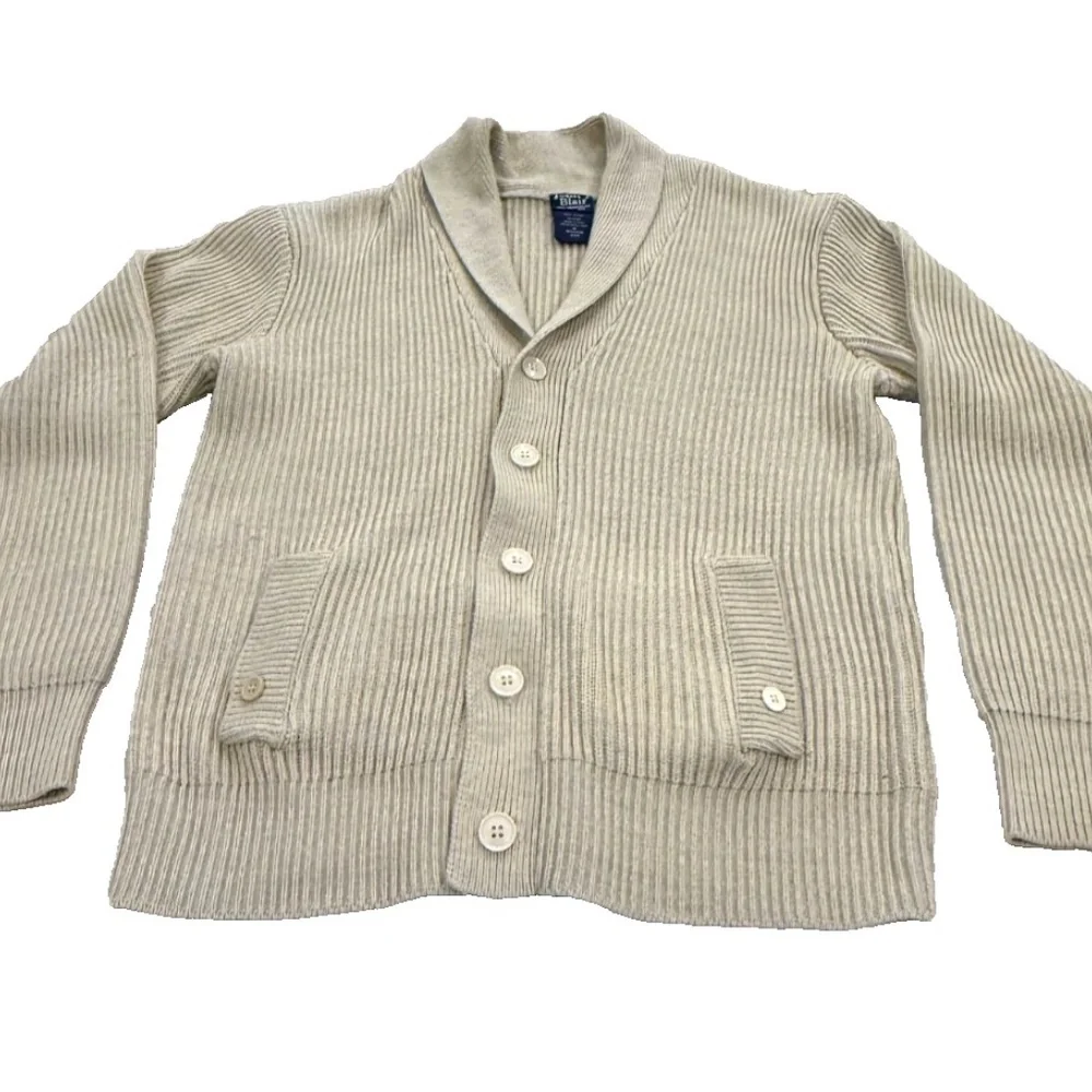John Blair Vintage‎ Men's Cottagecore Grandpa Cowl Cardigan Sweater; Tan; Med